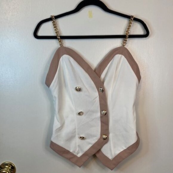 Amazon Tops - Pink and white with gold chain straps